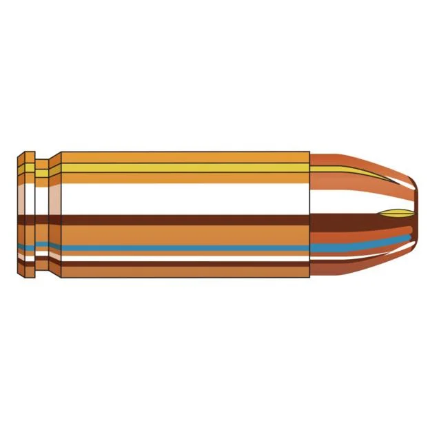 primary-50276 Hornady American Gunner ammunition cartridge in side cutaway view with copper-coloured bullet