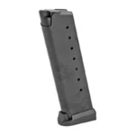 MEC-GAR Match Grade 1911 Magazine, black angled side view with witness holes