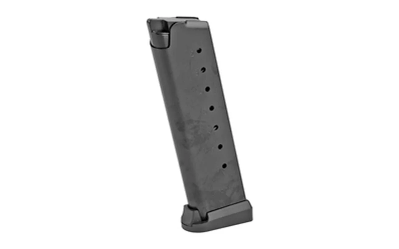 primary-50278 MEC-GAR Match Grade 1911 Magazine, black angled side view with witness holes