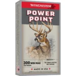 Winchester Super-X Power Point ammunition box, front and left side view with deer artwork