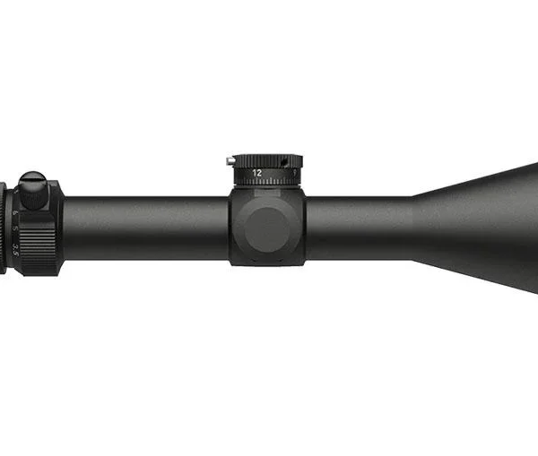 Leupold VX-3HD matte black rifle scope, left side view with large objective bell and adjustment turret
