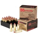 Hornady LEVERevolution ammunition boxes with brass cartridges and red-tipped bullets
