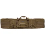 G-Outdoors Double Rifle Case in FDE, side view with carry handles and exterior pockets