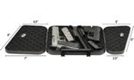 Hornady Dual-Lid Lock Box with Key Lock, open black case in top angled view with padded dual lids