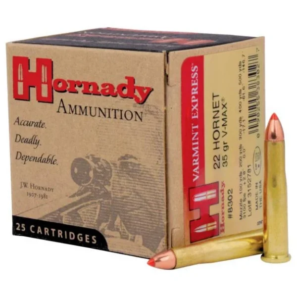 Hornady Mfg Hornady Varmint Express Rifle Ammunition .22 Hornet 35 gr V-MAX 3100 fps 25/ct