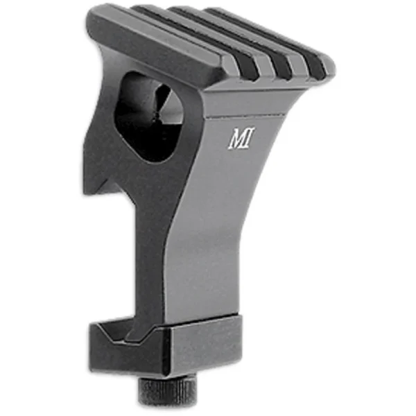 Midwest Offset Rail R22.5, black angled side view with top rail and clamp