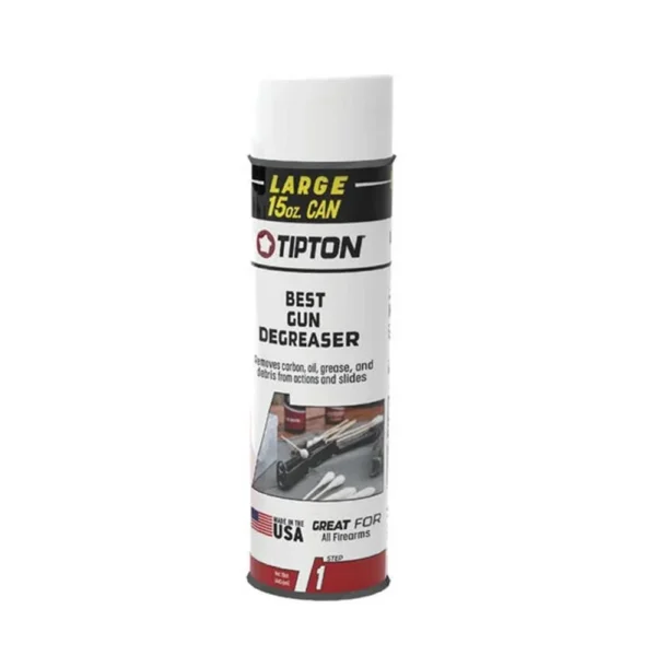 AOB Tipton Best Gun Degreaser, upright aerosol can with white cap and black, white and red label