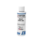 AOB Tipton Best Gun Oil, front view of white bottle with blue and red label