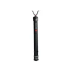 AOB Bog DeadShot Tripod, collapsed black tripod with forked rest in front view