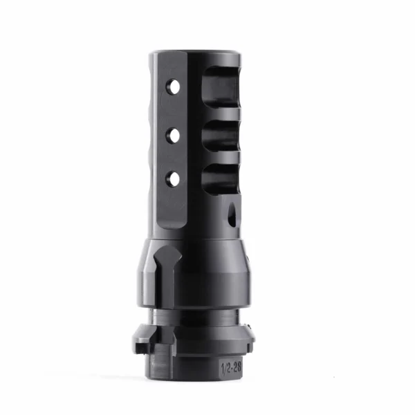 Dead Air KeyMo Muzzle Brake .46 .578-28 black side view with ports and mounting collar