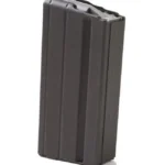ASC AR Family Rifle Magazine, black curved metal body, angled front view