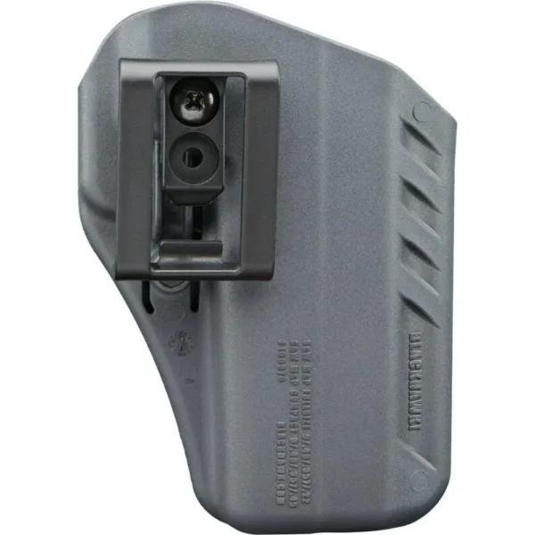 BLACKHAWK BH ARC IWB, grey holster in rear view with black belt clip