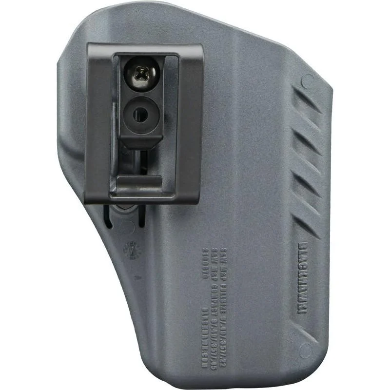 primary-50564 BLACKHAWK BH ARC IWB, grey holster in rear view with black belt clip