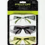 3M Peltor Sport SecureFit 400 shooting glasses, three pairs with clear, gray and yellow lenses