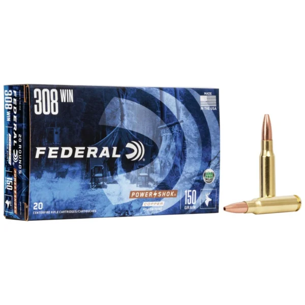 Federal Cartridge Co. Federal Copper Power-Shok Rifle Ammunition .308 Win 150 gr CHP 2820 fps 20/ct