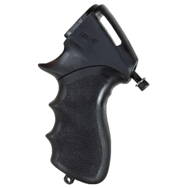 Hogue Overmolded Rubber Tamer Pistol Grip, black angled view with finger grooves and sling loop
