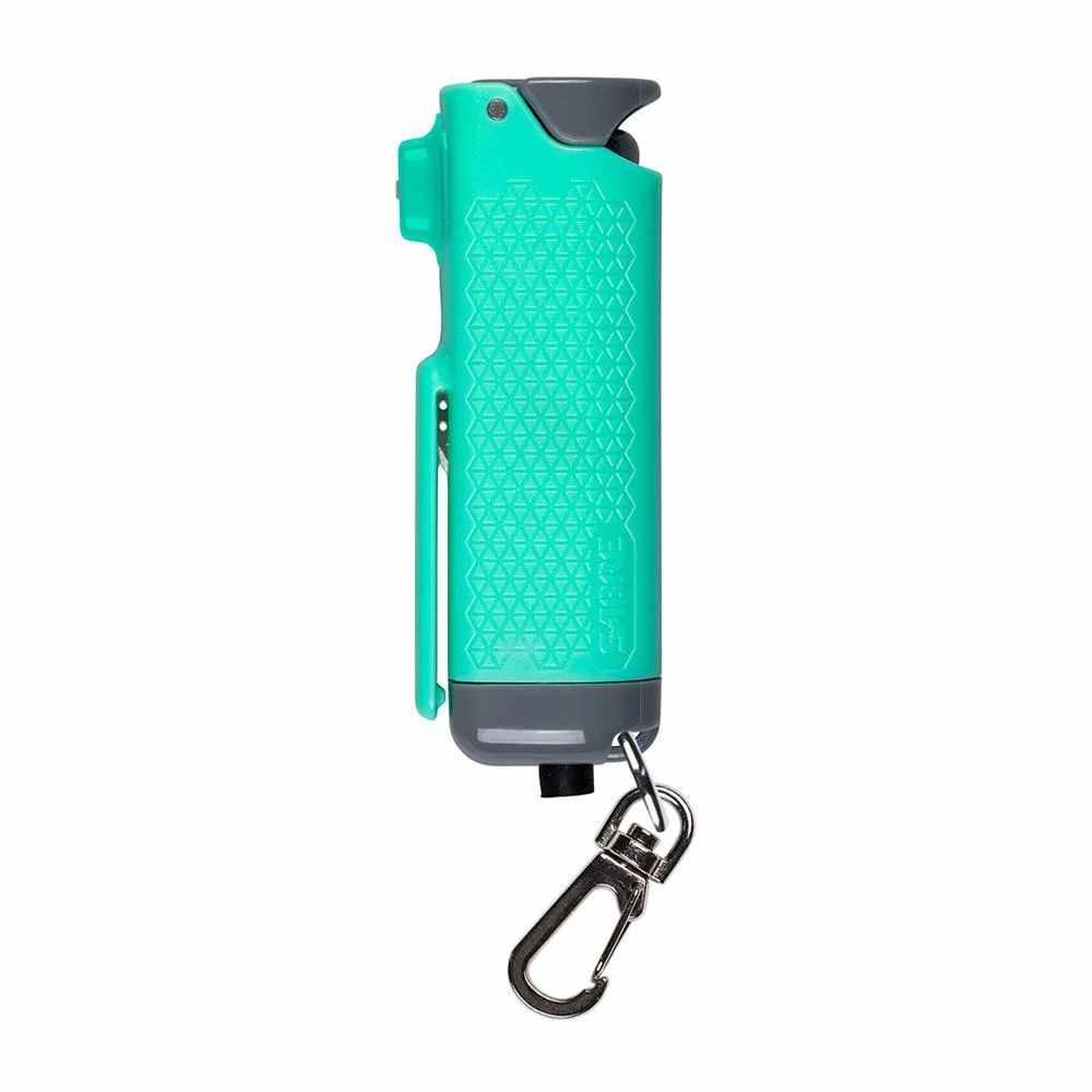 primary-50621 Sabre Safe Escape 3-in-1 Pepper Gel Security Spray, mint canister with black clip and keychain
