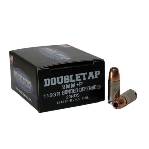 Double Tap Ammunition Double Tap Bonded Defense Handgun Ammunition 9mm(+P) 115gr JHP 1415 fps 20/ct
