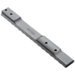 WEAVER EXT MULT SLOT REM 700 SA 6-48, angled top view of a silver slotted mounting rail