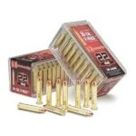Hornady HRNDY V-MAX ammunition, red and black boxes with brass cartridges arranged in front