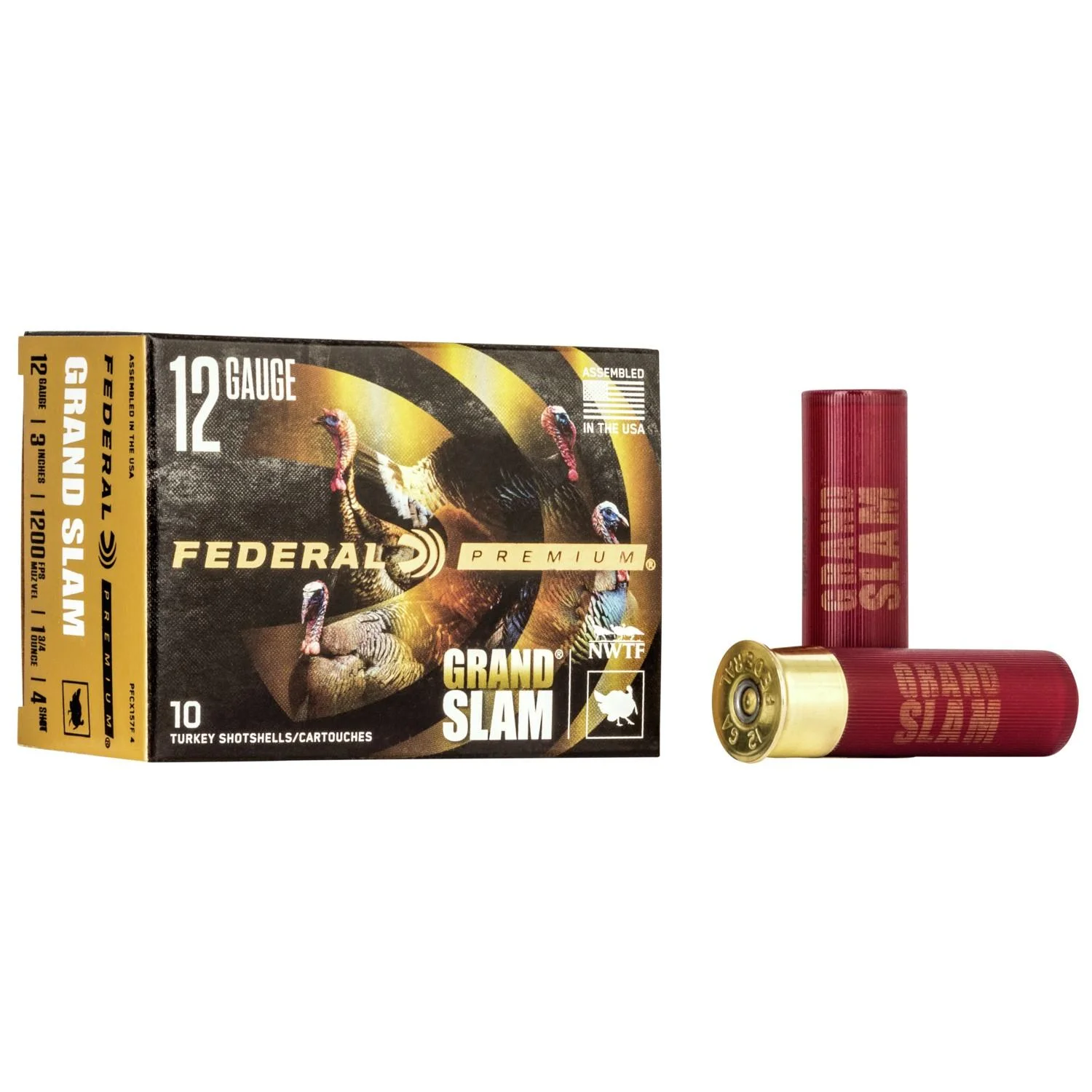 primary-50640 Federal FED GRAND SLAM, ammunition box with two red shotshells, one upright and one on its side