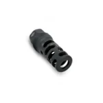 Yankee Hill Machine Co YHM SRX muzzle brake, black angled view with round side ports