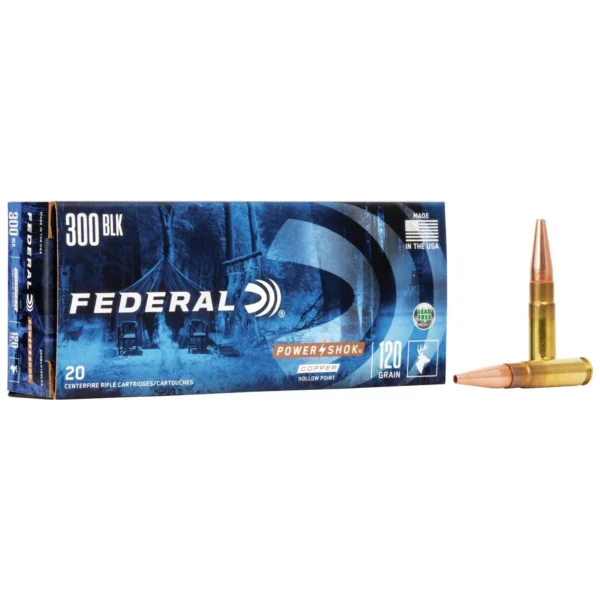 Federal Cartridge Co. Federal Power-Shok Copper Rifle Ammunition .300 Blackout 120gr HP 2100 fps 20/ct