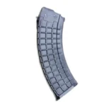 ProMag AK-47 Magazine curved black polymer magazine, side view, with grid-textured body