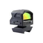 Meprolight MEPRO MCO PRO black optic, front-right view, with green reflective lens and mount