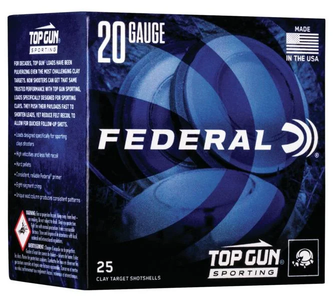 primary-50685 Federal Cartridge Co. Federal Top Gun Sporting Shotshells 20 ga 2-3/4" 7/8 oz 1250 fps #8 25/ct