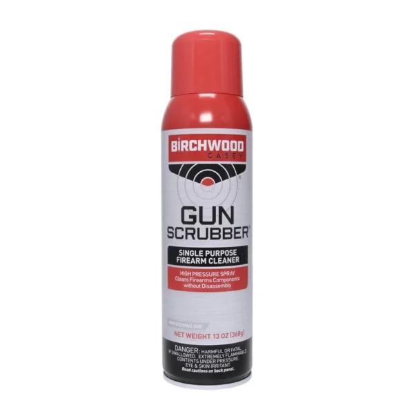 Birchwood Casey Gun Scrubber Firearm Cleaner Synthetic Safe aerosol can, front view