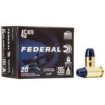 Federal Syntech Defense Handgun Ammunition, black retail box with two loose cartridges