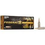 Federal Classic Hunter Berger Hybrid, black ammunition box with two rifle cartridges, front view
