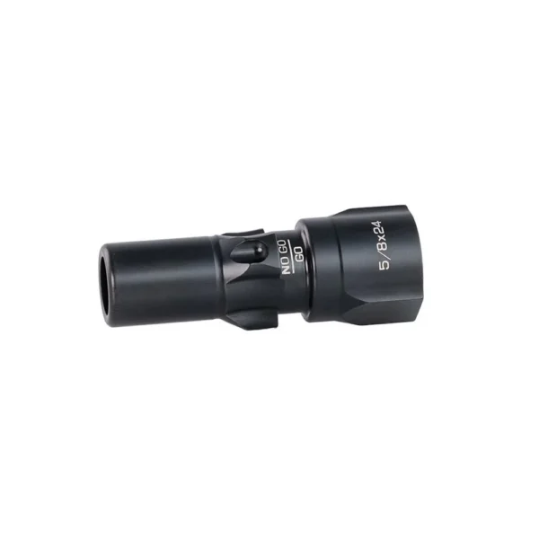 Rugged Suppressors Obsidian9 3 Lug Adapter, angled view of black cylindrical threaded adapter
