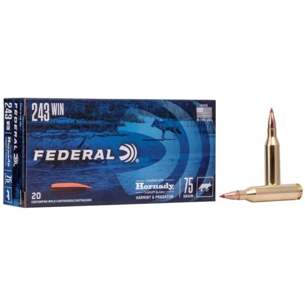 Federal Cartridge Co. Federal Varmint & Predator rifle Ammunition .243 Win 75 gr V-Max 20/ct