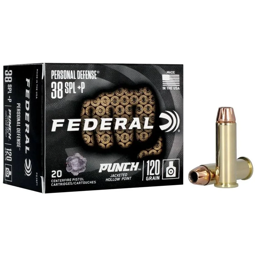 primary-50766 Federal Cartridge Co. Federal Personal Defense Punch Handgun Ammunition .38 Spl(+P) 120 gr JHP 1000 fps 20/ct
