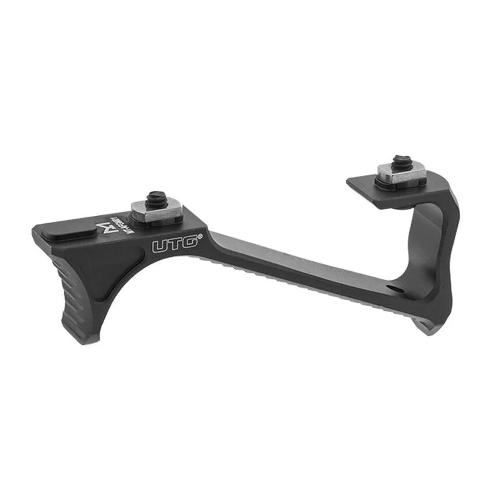primary-50767 Leapers Inc. UTG Ultra Slim Angled Foregrip, matte black side view with two mounting screws