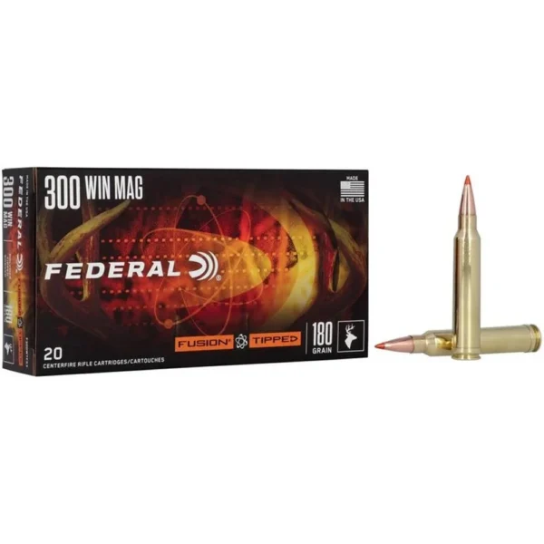 Federal Cartridge Co. Federal Fusion Tipped Rifle Ammunition 300 Win Mag 180gr PT 2950 fps 20/ct