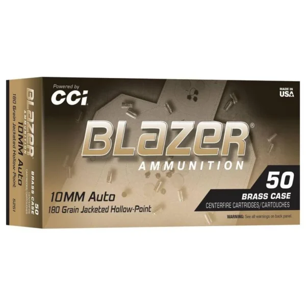 Cci Blazer Brass Handgun Ammunition 10mm Auto 180gr JHP 1175 fps 50/ct