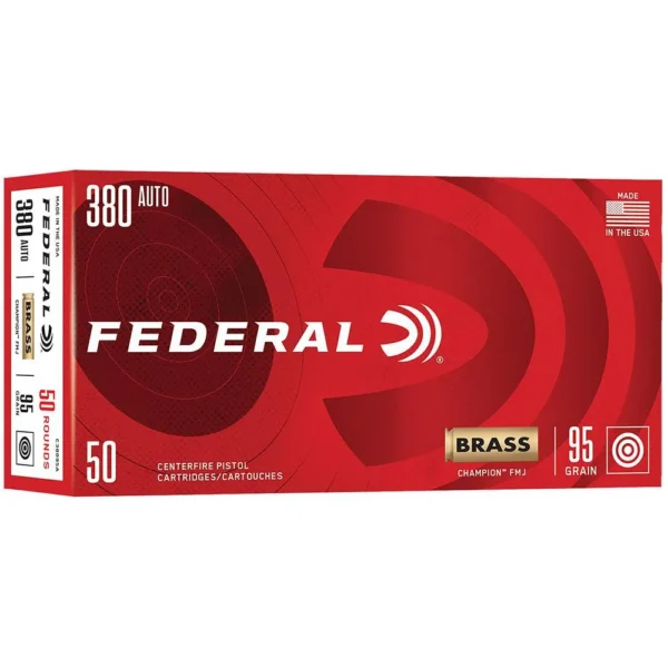 Federal Cartridge Co. Federal Champion Handgun Ammunition .380 Auto 95gr FMJ 990 fps 50/ct