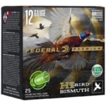 Federal FED HI-BIRD, black shotshell box with flying pheasant artwork, front view