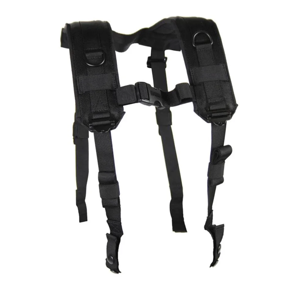 primary-50870 Blackhawk Load Bearing Suspenders Harness Black, front view with padded straps and buckles