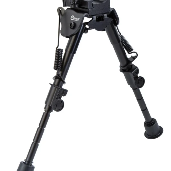 AOB Caldwell Pic Rail XLA Fixed Bipod black bipod with extended adjustable legs, front view