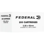 Federal Cartridge Co. Federal American Eagle Rifle Ammunition 5.56mm NATO 55gr FMJ 3165 fps 200/ct