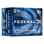 Federal Power-Shok handgun ammunition, front view of blue 45 Colt box with white lettering