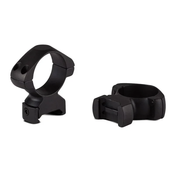 Konus 2-Piece Steel Riflescope Rings matte black, shown upright and on side