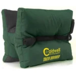 AOB Caldwell Tackdriver shooting bag, green front view with black straps and yellow logo