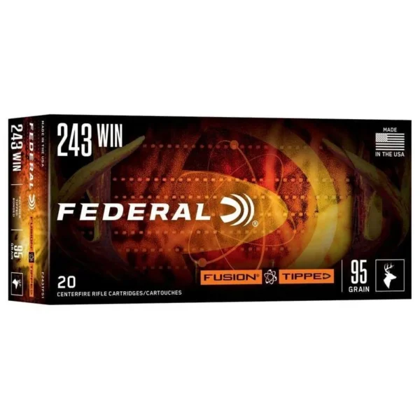 Federal Cartridge Co. Federal Fusion Tipped Rifle Ammunition .243 Win 95gr PT 3050 fps 20/ct