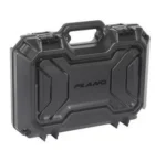 Plano Tactical Series Pistol Case, black angled front view with molded shell and carry handle