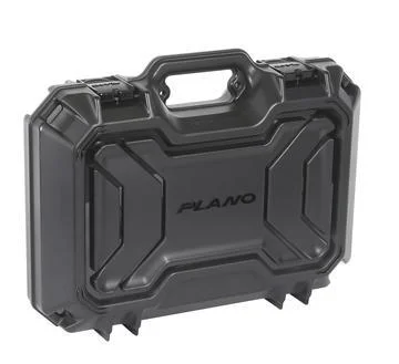 primary-50943 Plano Tactical Series Pistol Case, black angled front view with molded shell and carry handle